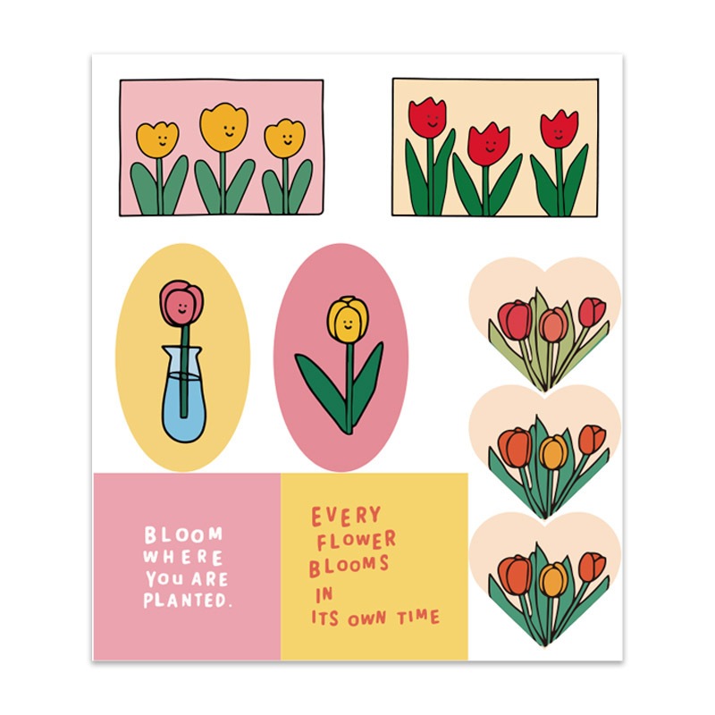 

45pcs / 5 lembar TULIP DOODLE Seal Sticker Stiker Online Shop Packing Label Segel Box