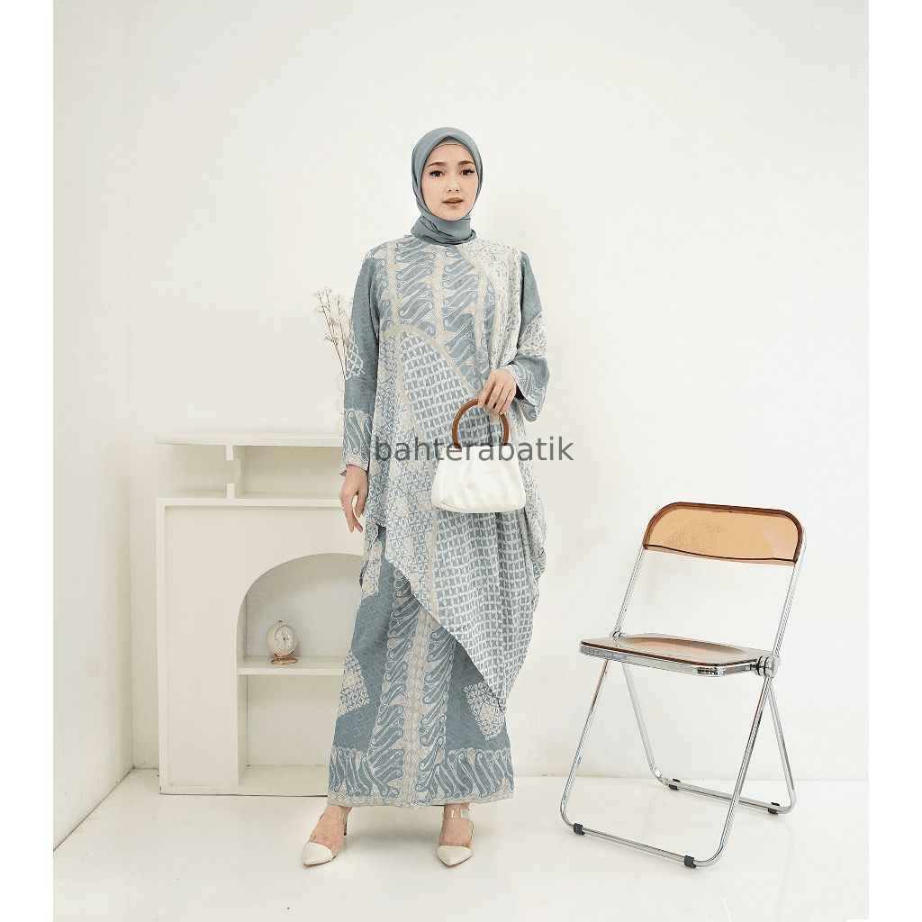 BAHTERA Batik - Set Batik Viscose Pesta Kondangan Wanita Lily Motif