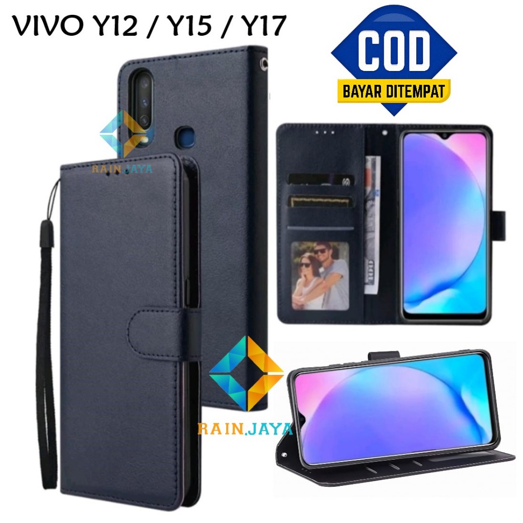 Flip Case VIVO Y12 / Y15 / Y17 Leather Case Premium Flip Cover Wallet