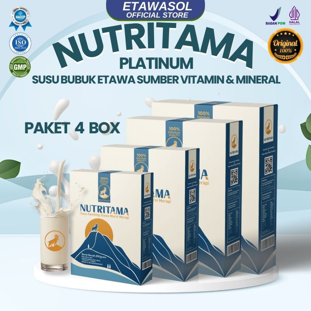 

Nutritama Paket 4 Box - Susu Etawa, Solusi Nyeri Sendi Menjaga Kekebalan Tubuh Dan Kesehatan Keluarga