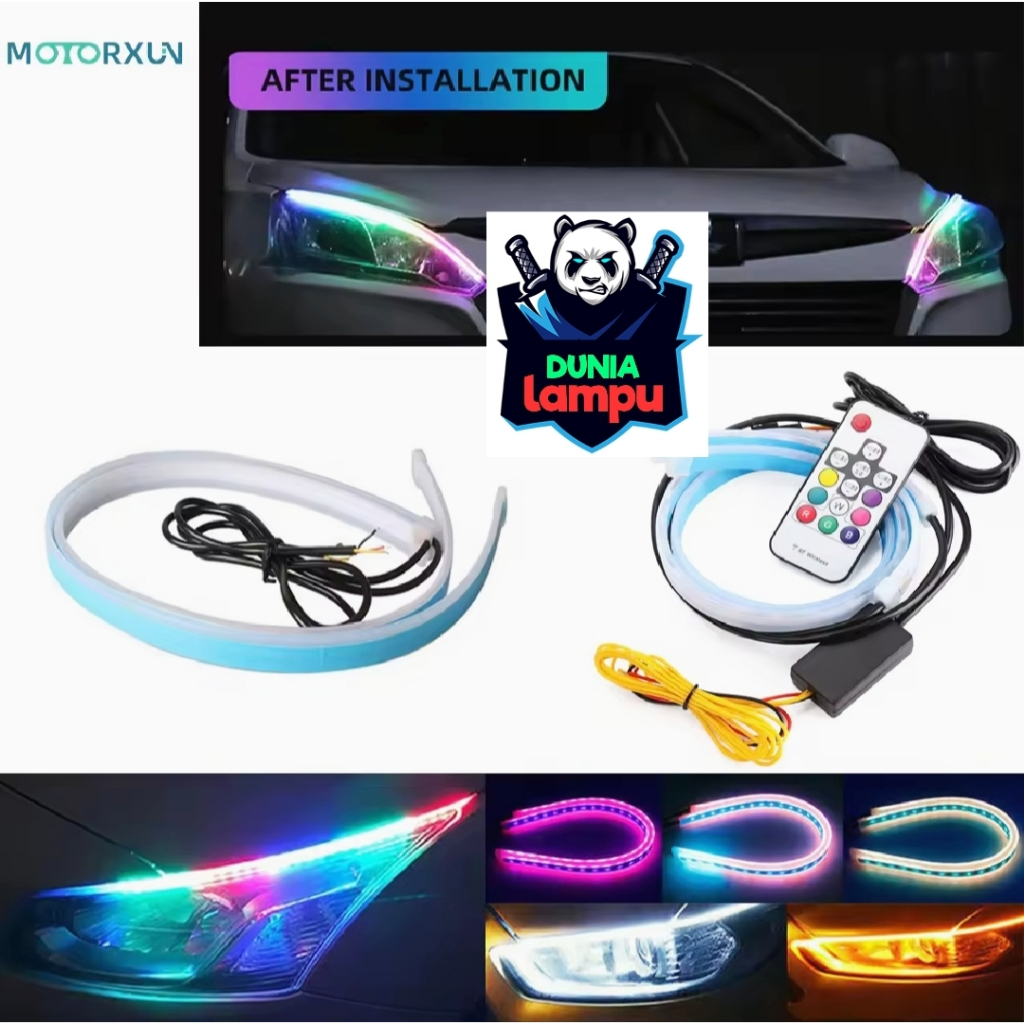 Lampu LED Alis RGB Remot 12V Lampu Alis Mobil / Motor