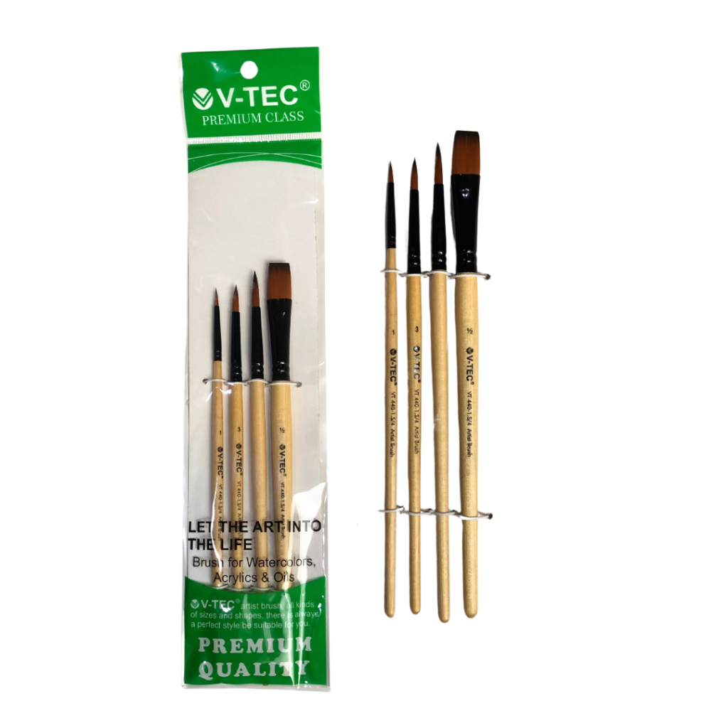 

Kuas Lukis V-TEC VT440-1 Brush Premium Class Set 4 Dengan Berbagai Ukuran Kuas Lukis Set 4