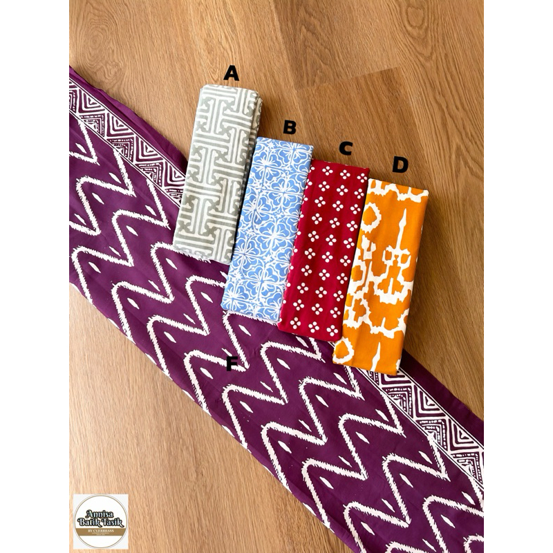 KAIN BATIK PANJANG KOTA TASIKMALAYA WARNA MERAH,ORANYE,BIRU,ABU-ABU,UNGU  - KAIN BATIK METERAN PREMI