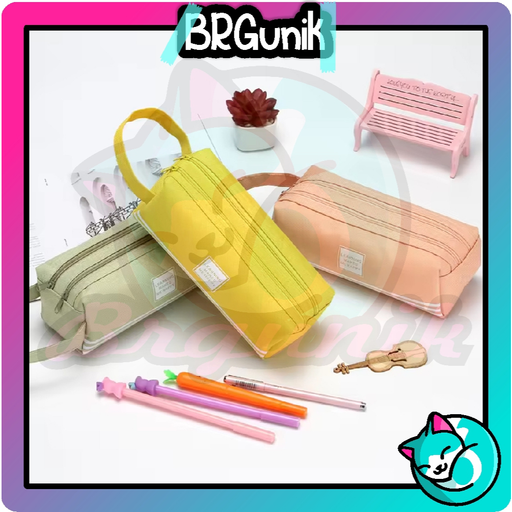 

BRGUNIK Kotak Pensil Dan Stationery Dual Zipper / Dompet Pensil 2 Pouch S135