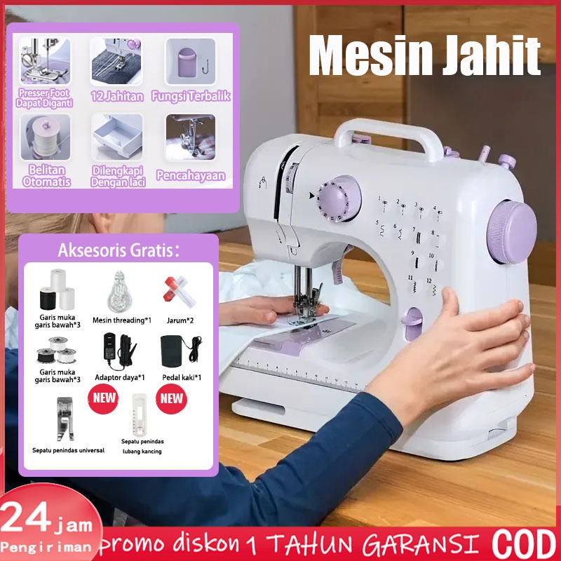Mesin Jahit Mini Portabel 12 Stitch Pola 1 mesin Jahit  Listrik Pakaian Jahit Tangan Mesin Jahit Por