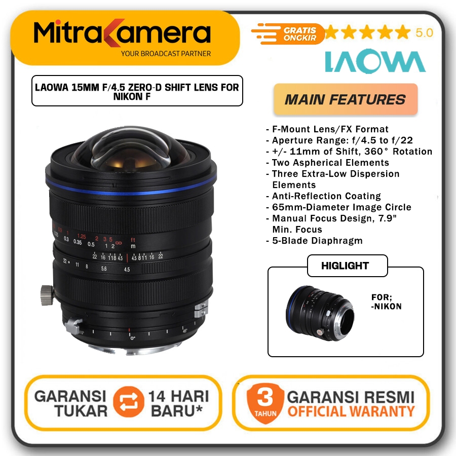 Laowa 15mm f4.5 Zero-D Shift for nikon f