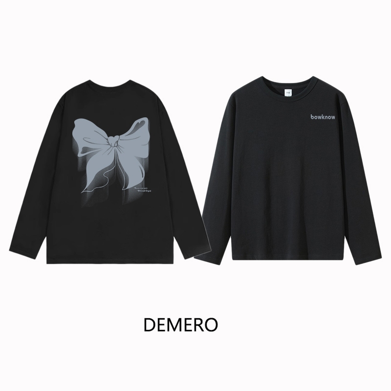 Demero atasan kaos wanita oversize lengan panjang korean style | busur biru | baju kaos polos cotton