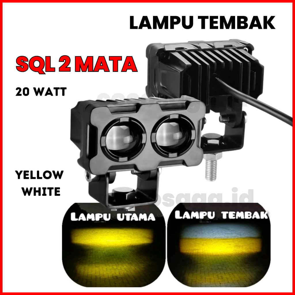 LAMPU TEMBAK SQL 2 MATA D3 Putih-Kuning / FOGLAMP 2 Mata SEMUA MOTOR / MOBIL Vario Mio Beat Nmax Pcx