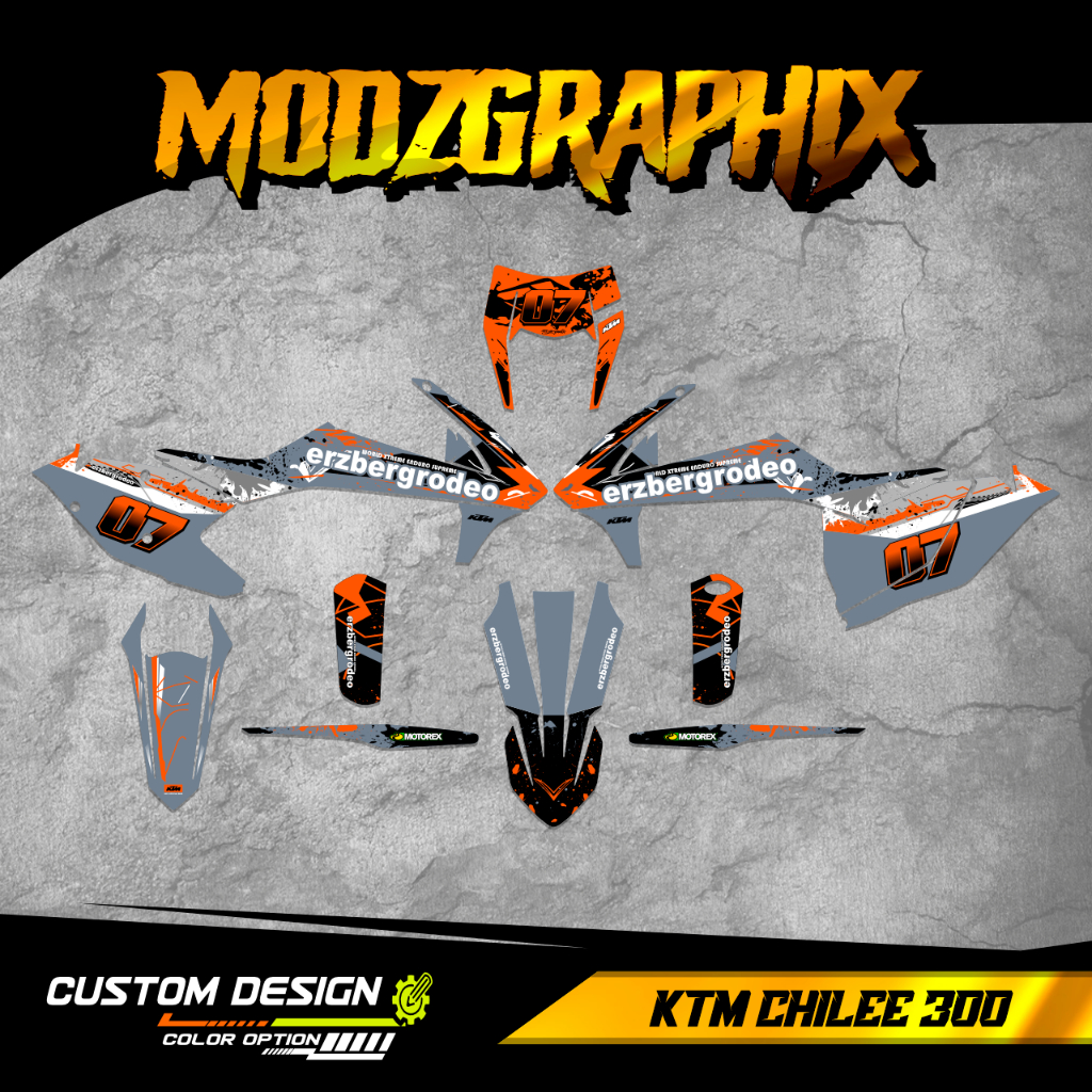 STIKER DECAL MOTOR KTM CHILEE 300 SUPERGLOS TEBAL