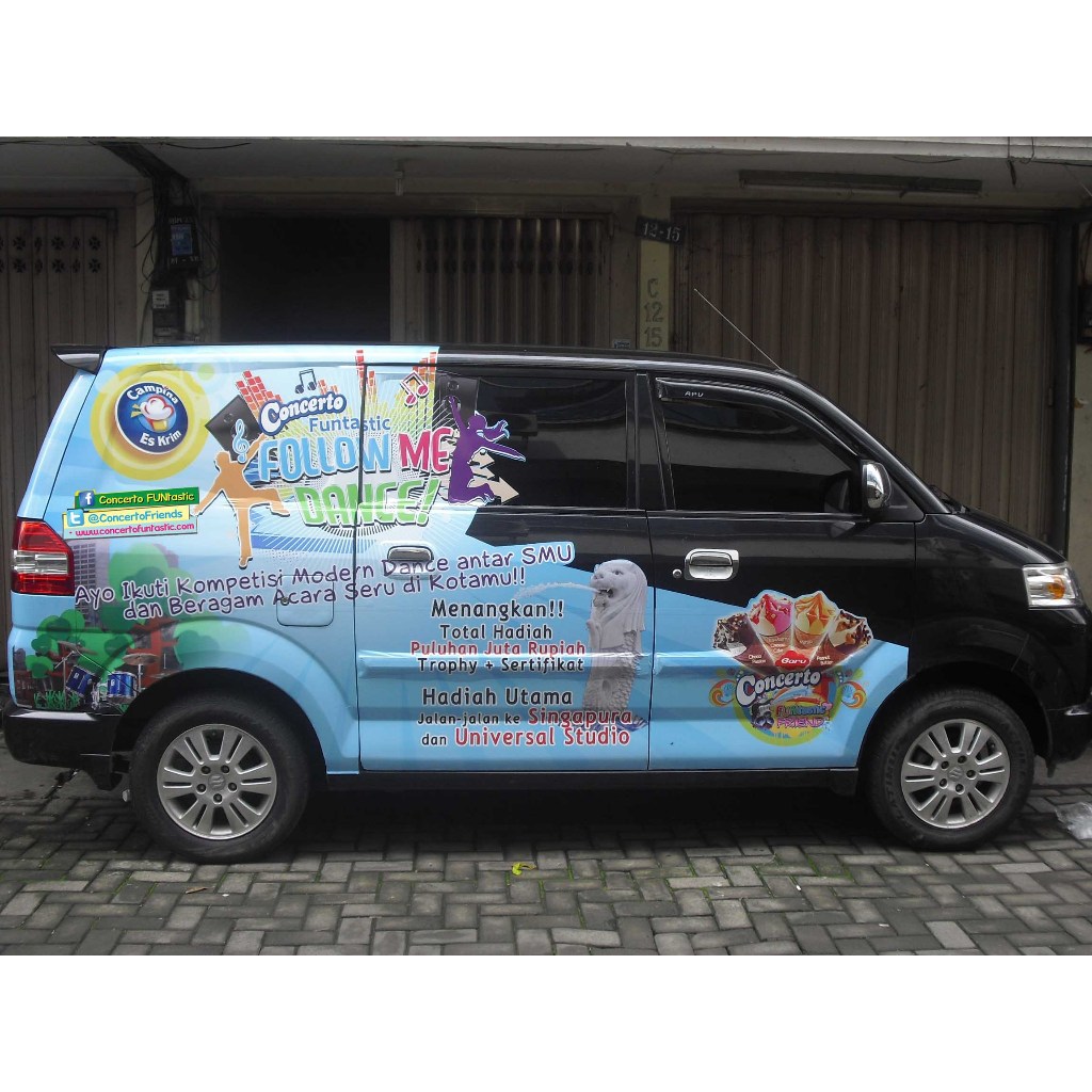 Branding Mobil Custom Semifull Premium + Kaca Belakang