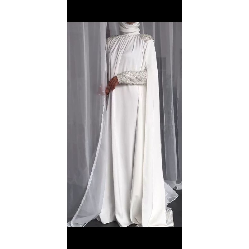 gaun akad nikah syar'i/ gaun akad nikah putih/ gamis akad nikah/ gamis syar'i/ gaun akad jumbo