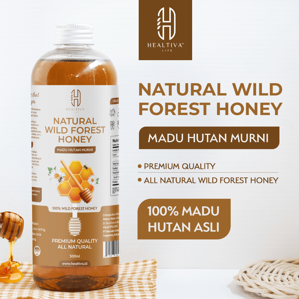 

HEALTIVA Madu Hutan Murni Asli ORIGINAL 500ml Raw Honey Madu Hutan Murni Wild Forest Honey Madu Asli
