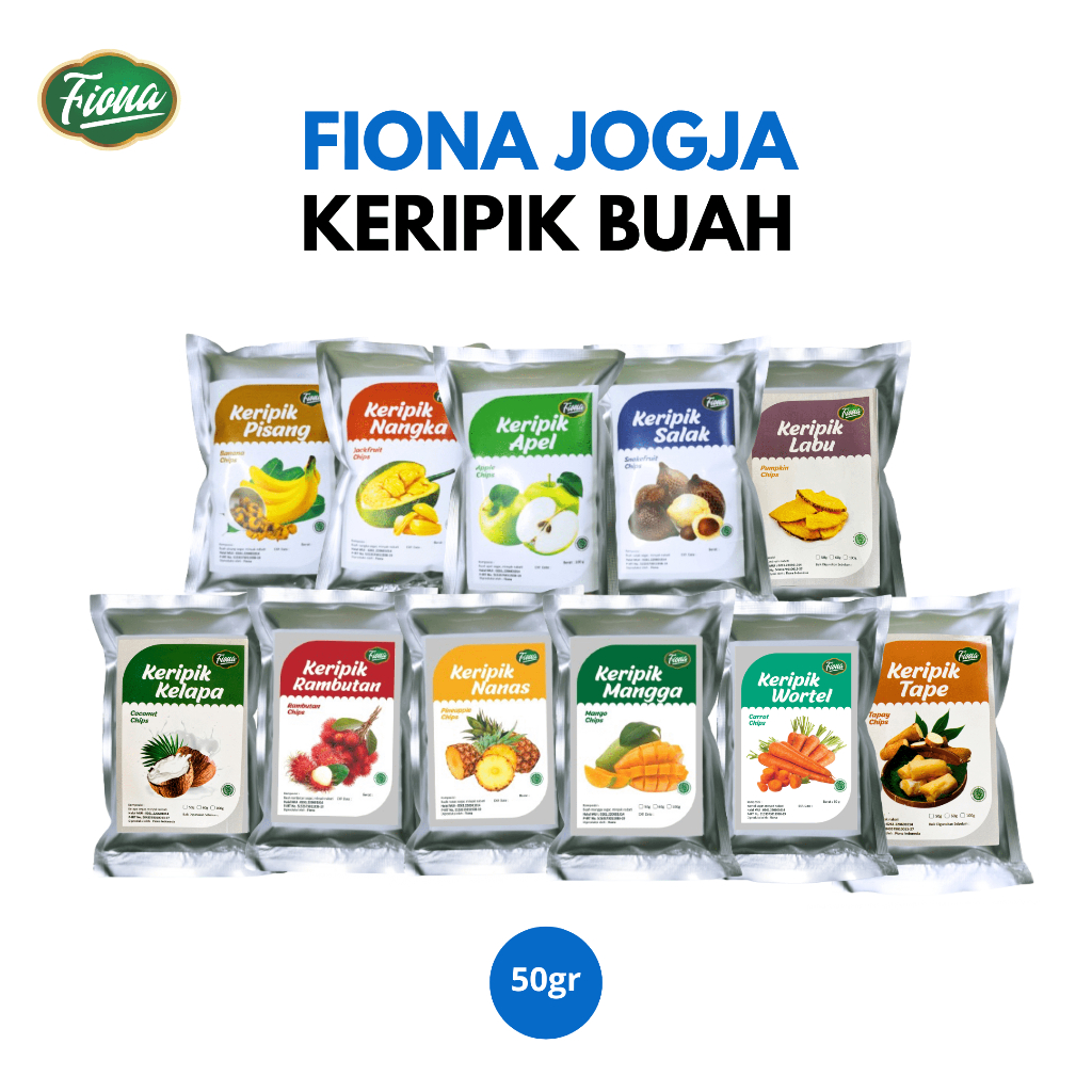 

Fiona Keripik dan Kerupuk Buah Khas Malang 50 Gram Mix Apel Pisang Nangka