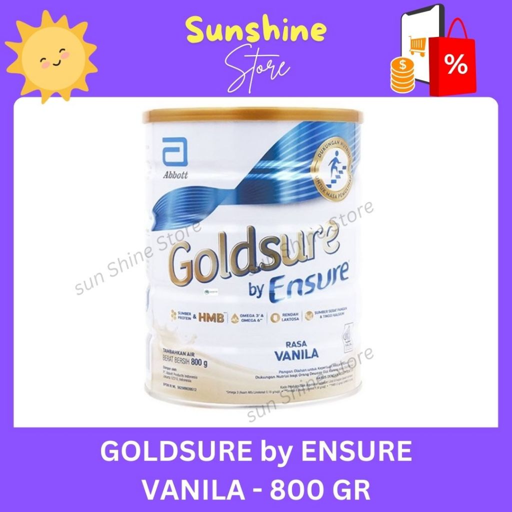 

GOLDSURE BY ENSURE Rasa Vanila - Kaleng 800 GR Susu Nutrisi Dewasa - EXP : 2026