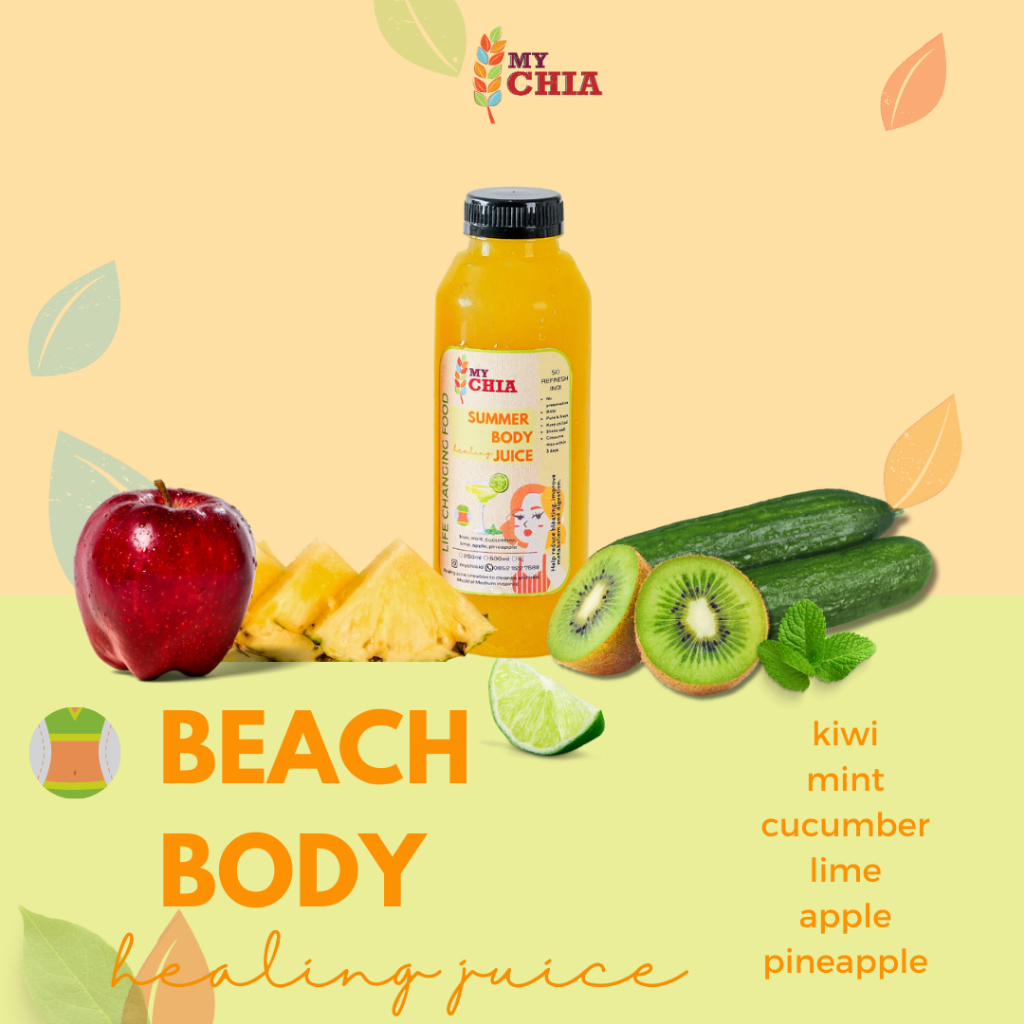 

Beach Body Healing Juice 500ml Jus Diet Low Calorie Cold Pressed My Chia