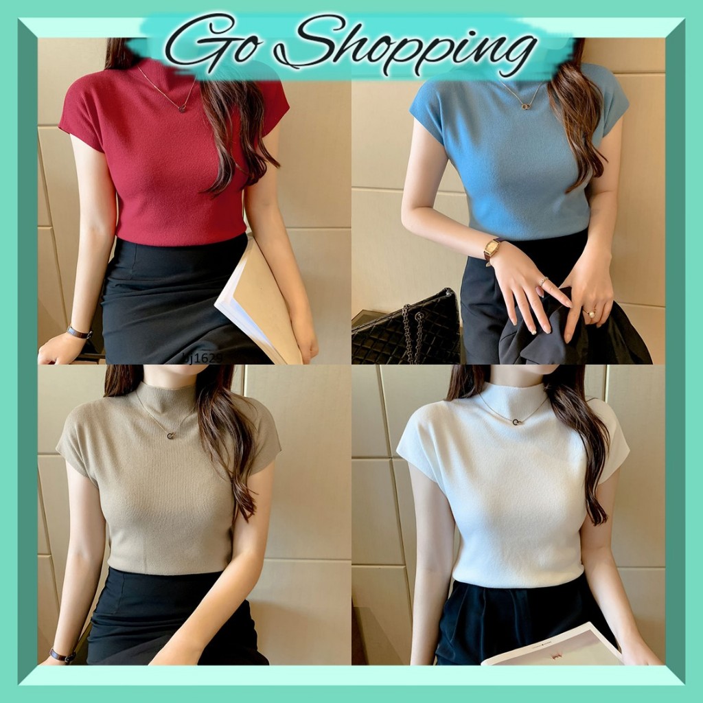 GOBJ1629 Baju Atasan Inner Rajut Knitwear Blouse Tanpa Lengan Manset Buntung Wanita Slevles
