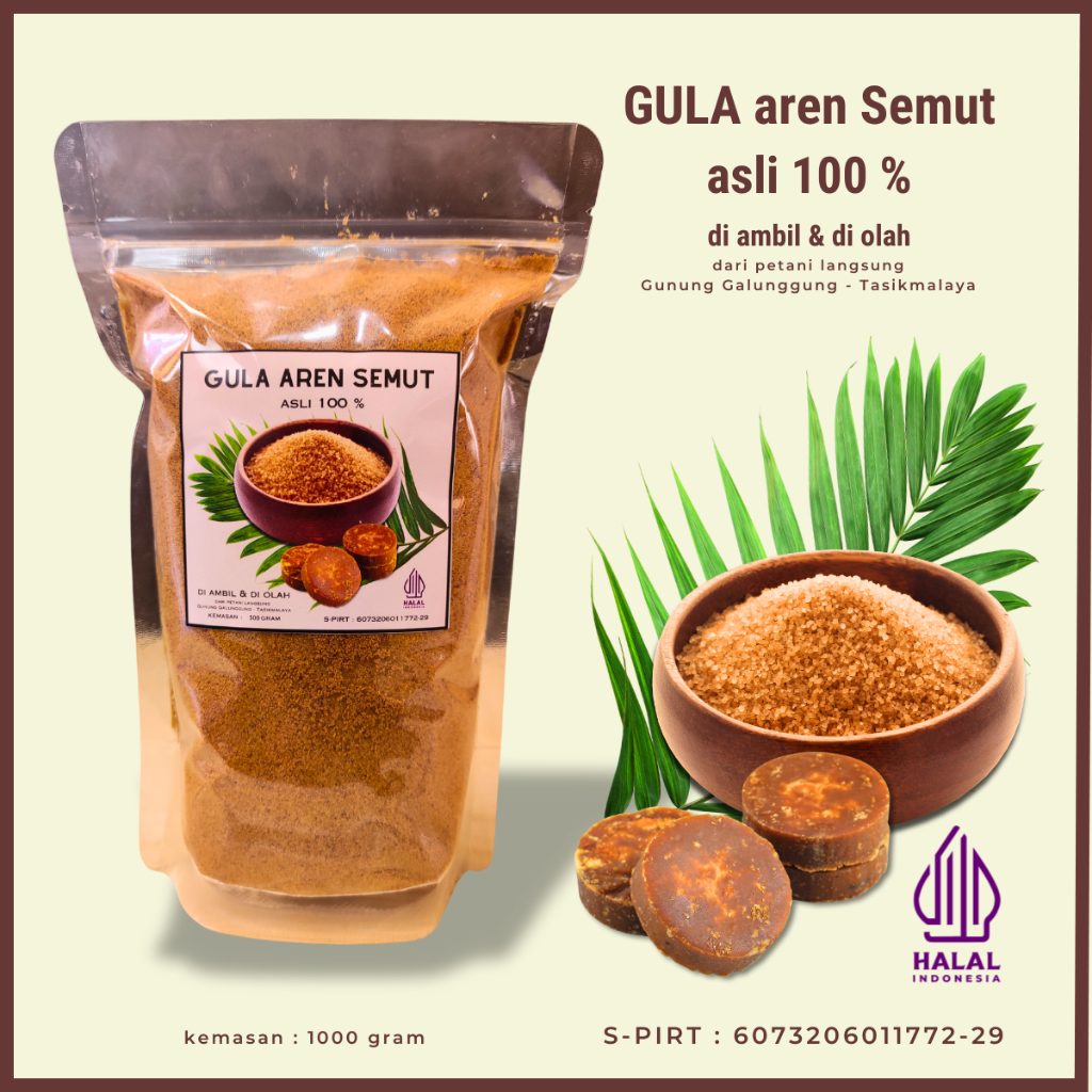 

Gula semut aren asli 500 gram kemasan plastik pouch