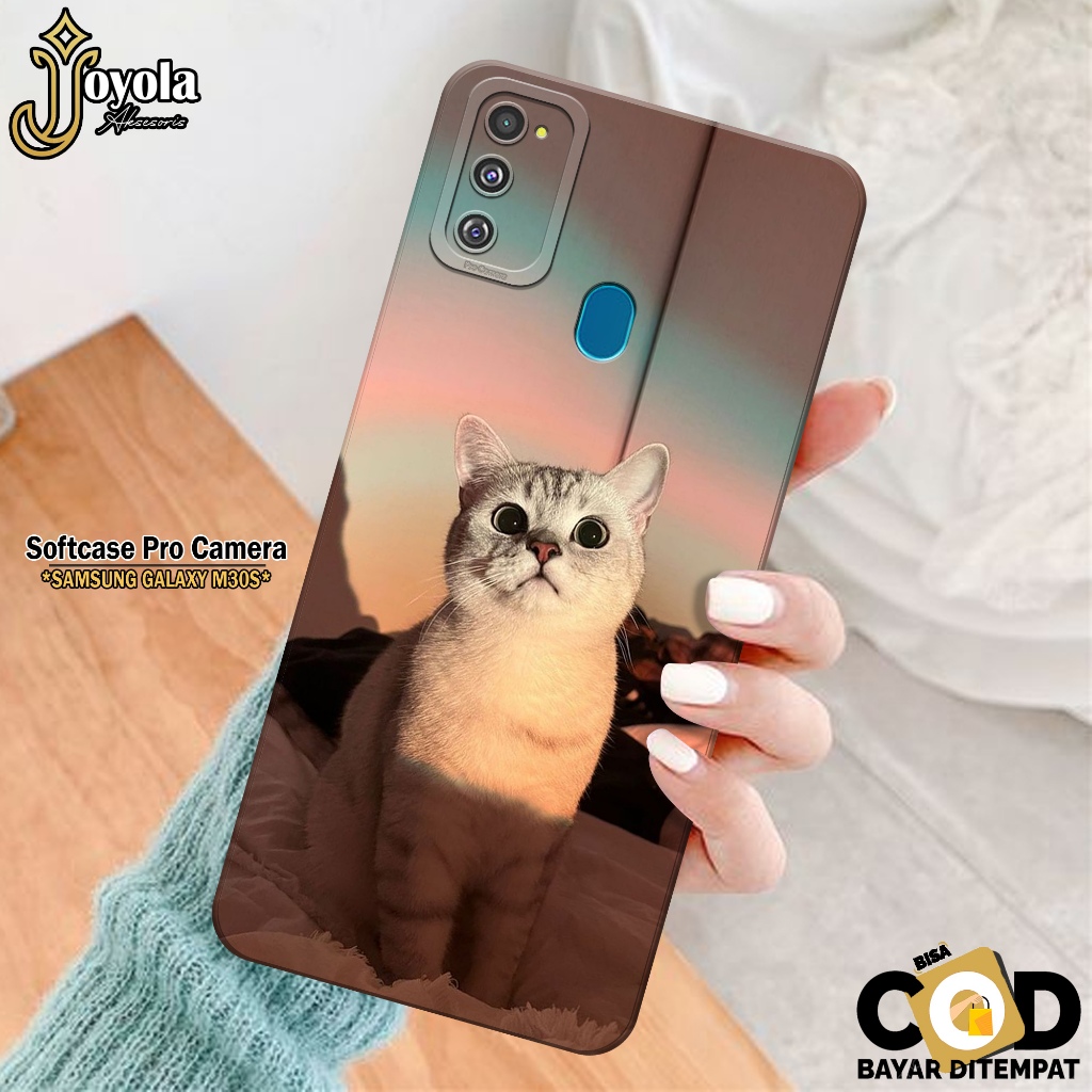 JOYOLA Case Samsung Galaxy M30S - Fahion Case Kucing - Softcase Samsung Galaxy M30S - Pro Camera - C