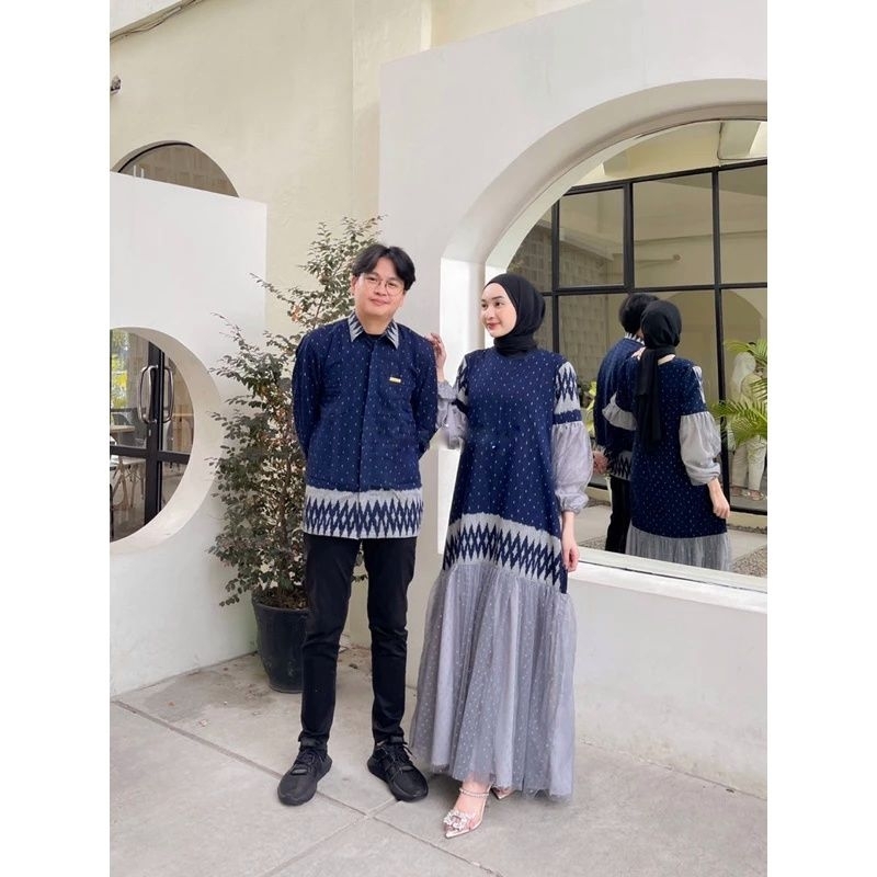 Set Couple Tenun Etnik • Gamis Tenun Etnik • Kemeja Tenun • Baju Couple Tenun OT93