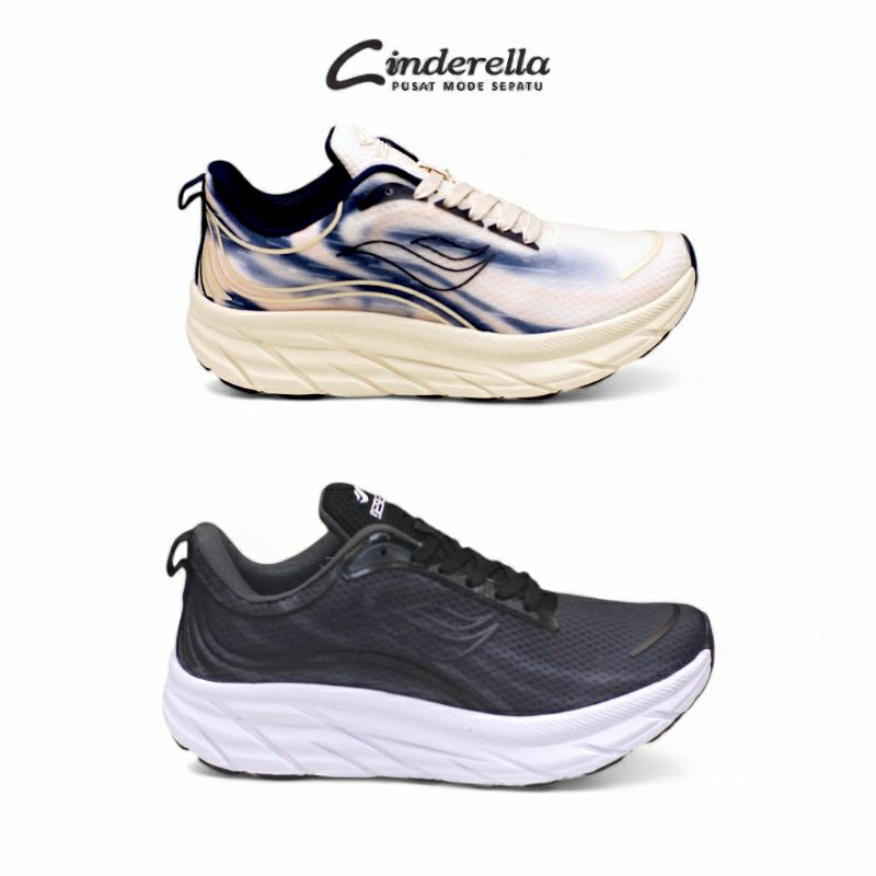 Sepatu Running Wanita Desle Florence Beige/Biru Tua dan Hitam/Putih
