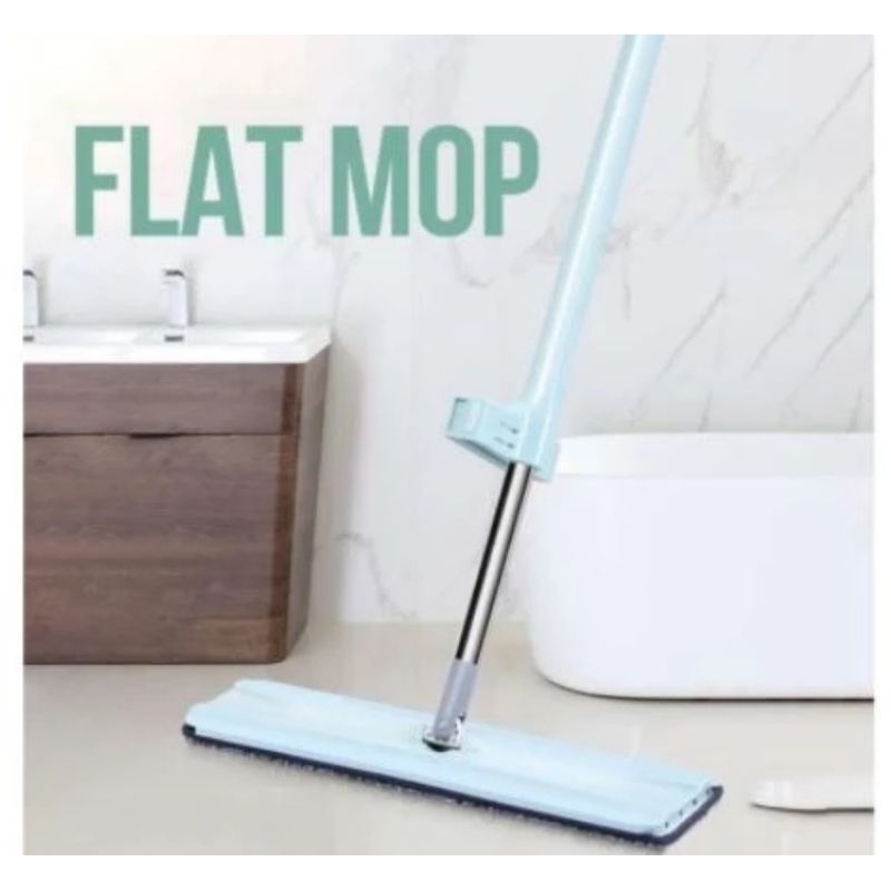Alat Pel Lantai Pel Tarik Praktis Flat Mop Peras Tanpa Tangan