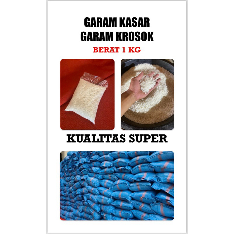 

GARAM KROSOK , GARAM KASAR TERLARIS (NON YODIUM) BERAT 1kg