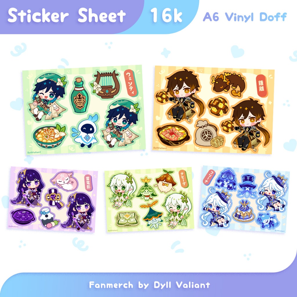 

Sticker Kiss Cut A6 Archon Genshin Impact (Venti, Zhongli, Raiden Shogun, Nahida, Furina) Chibicon Comifuro