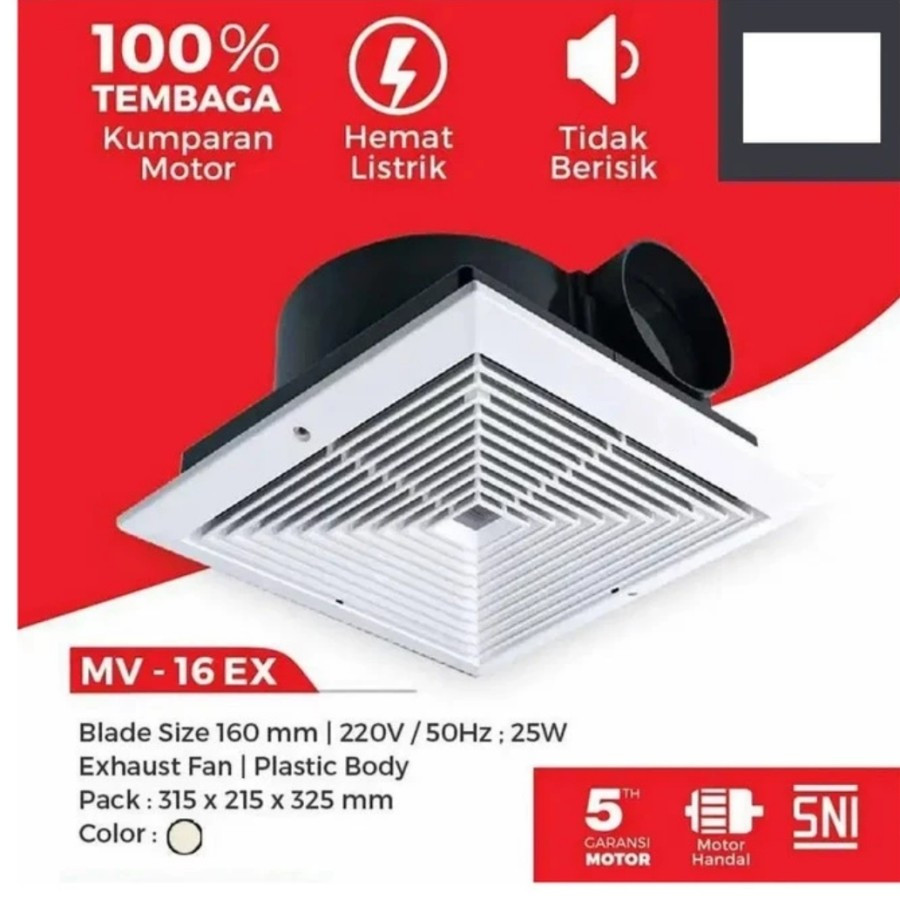 Maspion Exhaust Fan Plafon 6 inch MV 16 EX Heksos Hexos Cerobong 6inch