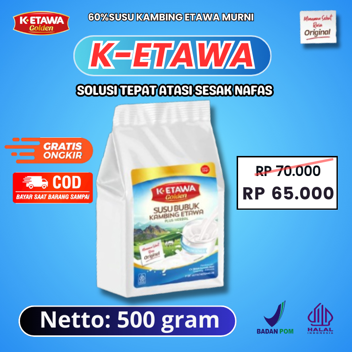 

K-ETAWA Susu bubuk kambing Etawa Original 500gram 60%Susu Kambing Etawa Murni