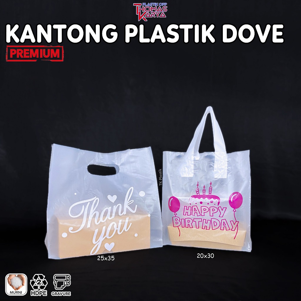 ECER Paper Bag Plastik Dove Motif Ulang Tahun Anak / Tas Bingkisan Thank You Custom Karakter Lucu