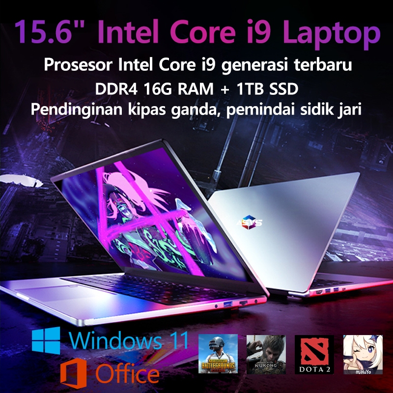 Baru Prosesor Intel Generasi core i9 Laptop Terbaru untuk Gaming dan Pekerjaan Rumahan 15.6 Inci, Me