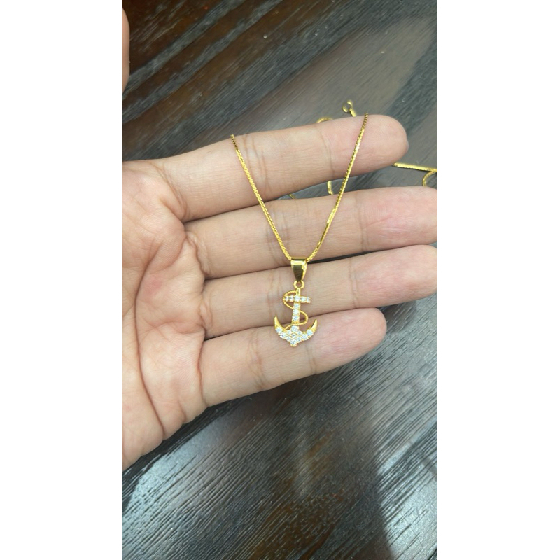 kalung alta with liontin jangkar emas asli kadar 875