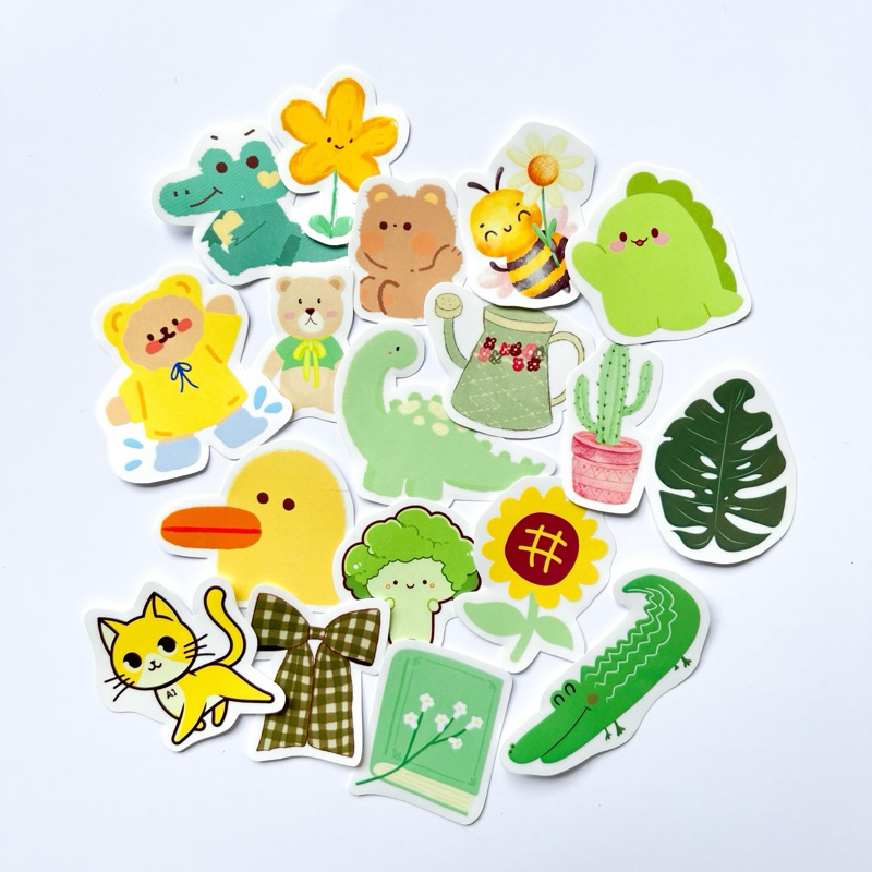 

HWL STUDIO - STICKER IN GREEN CUTE SWAG DINO TUMBLR BUJO FOREST DUCK SUNFLOWER BEAR CACTUS