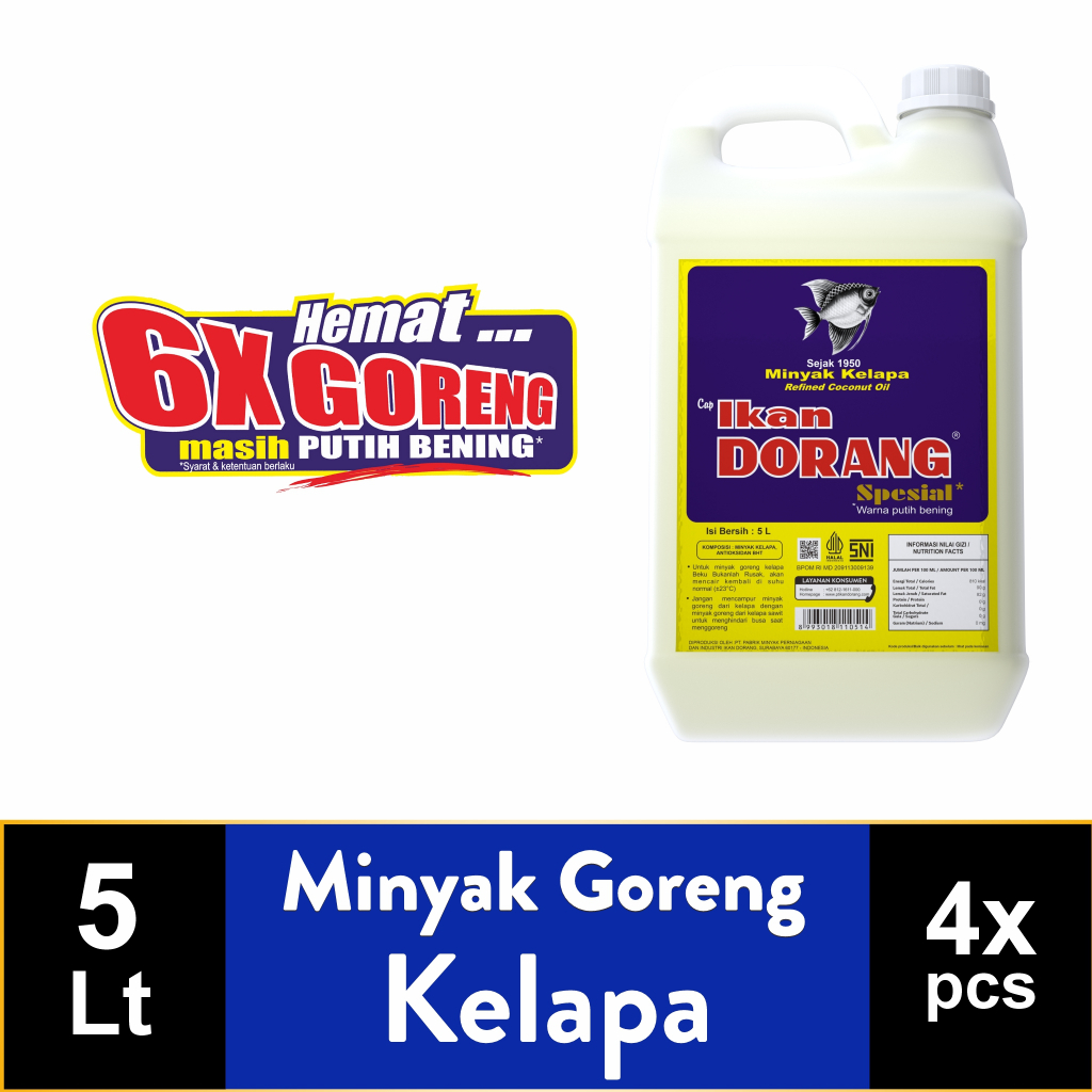 

Ikan Dorang Spesial - Minyak Goreng Kelapa 5 L - Multipack 4 pcs