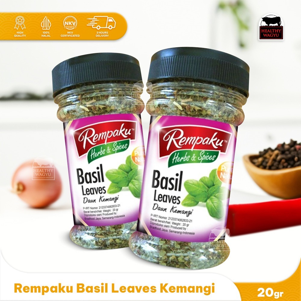 

Basil Leaves / Daun Basil Kering / Premium Quality / Rempaku 20gr Healthy Wagyu