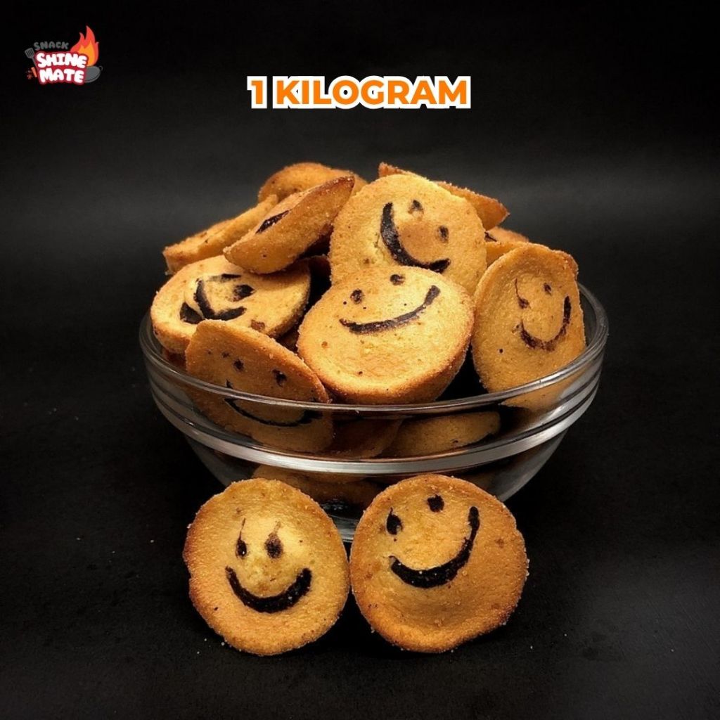 

1KG Bolu Kue Kering Senyum Jadul Manis bentuk lingkaran Cemilan ShineMate
