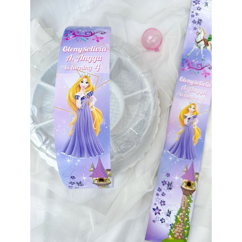 

Rapunzel Princess Belt Label Sleeve Dus Packing / Bento / Nasi Kotak Birthday / Hampers Ulang Tahun