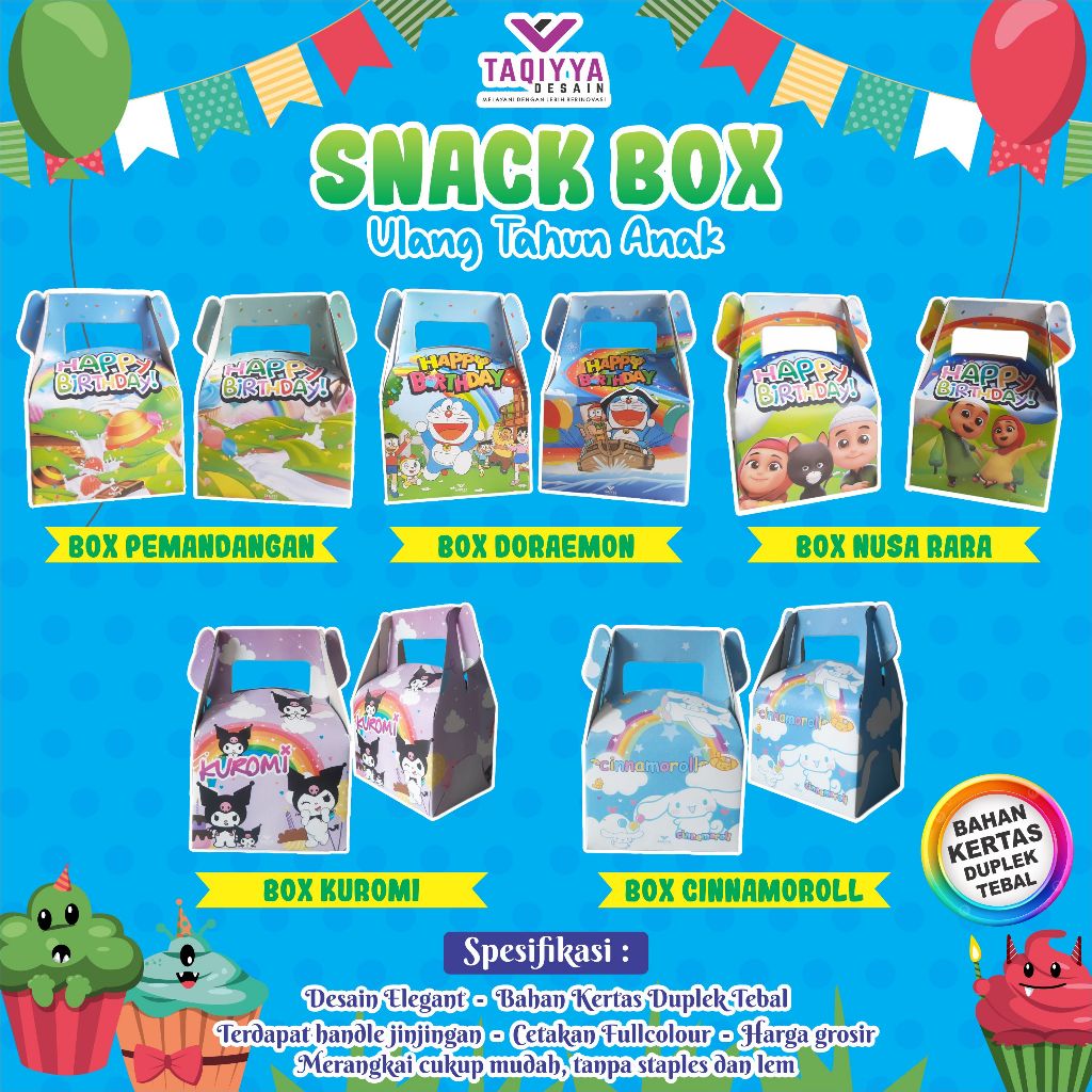 

BOX ULANG TAHUN ANAK EKONOMIS / BOX ULTAH ANAK / GOODIE BAG ULANG TAHUN ANAK / BOX SNACK ULANG TAHUN / BOX SNACK ULTAH DUPLEK