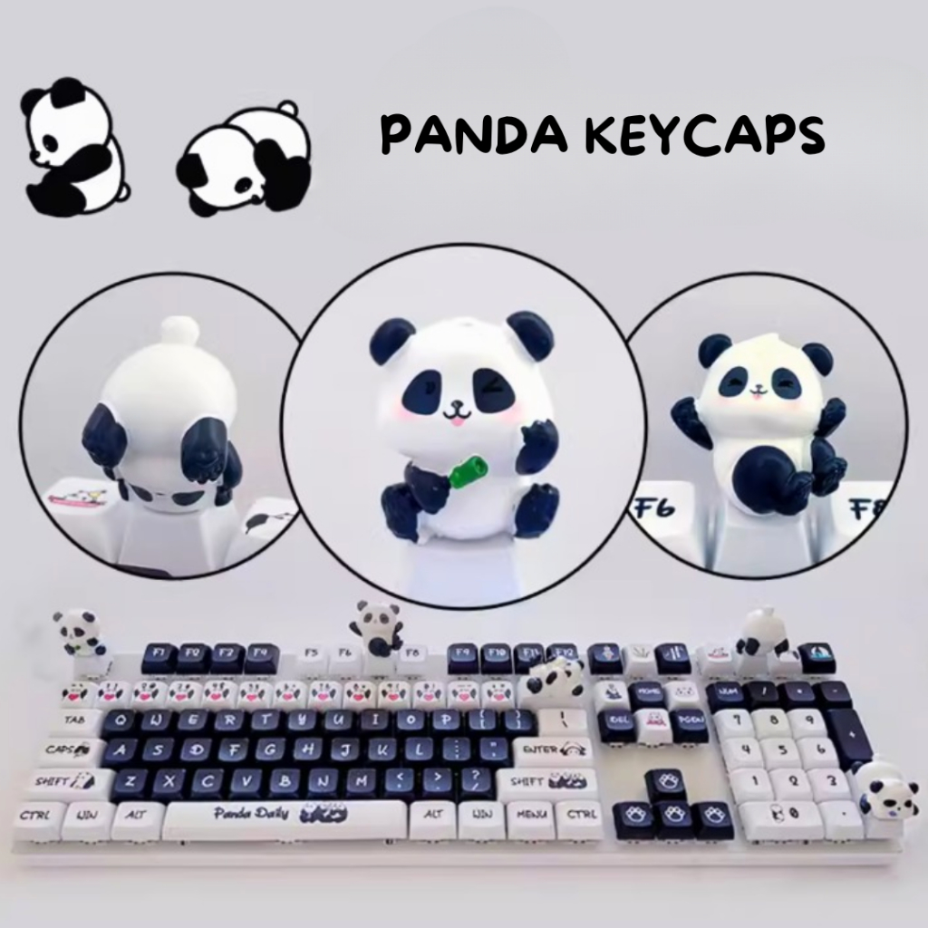 Panda Keycaps Mechanical Keyboard ; Artisan keycaps keyboard mekanik | MatchaLand