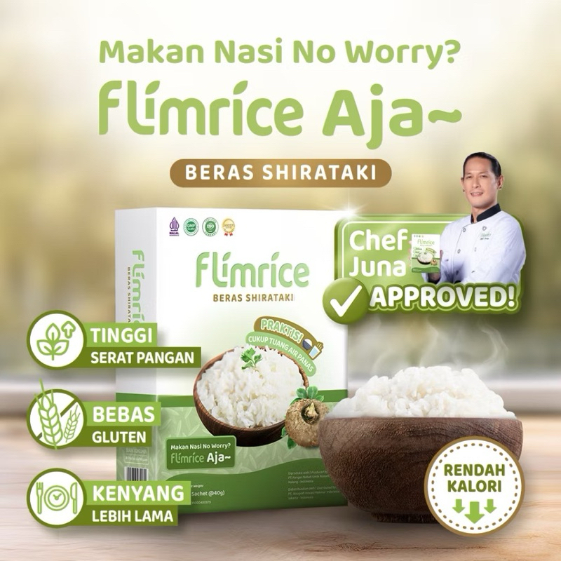 

Flimrice Nasi Shirataki (nasi diet) 1 Box isi 7 sachet