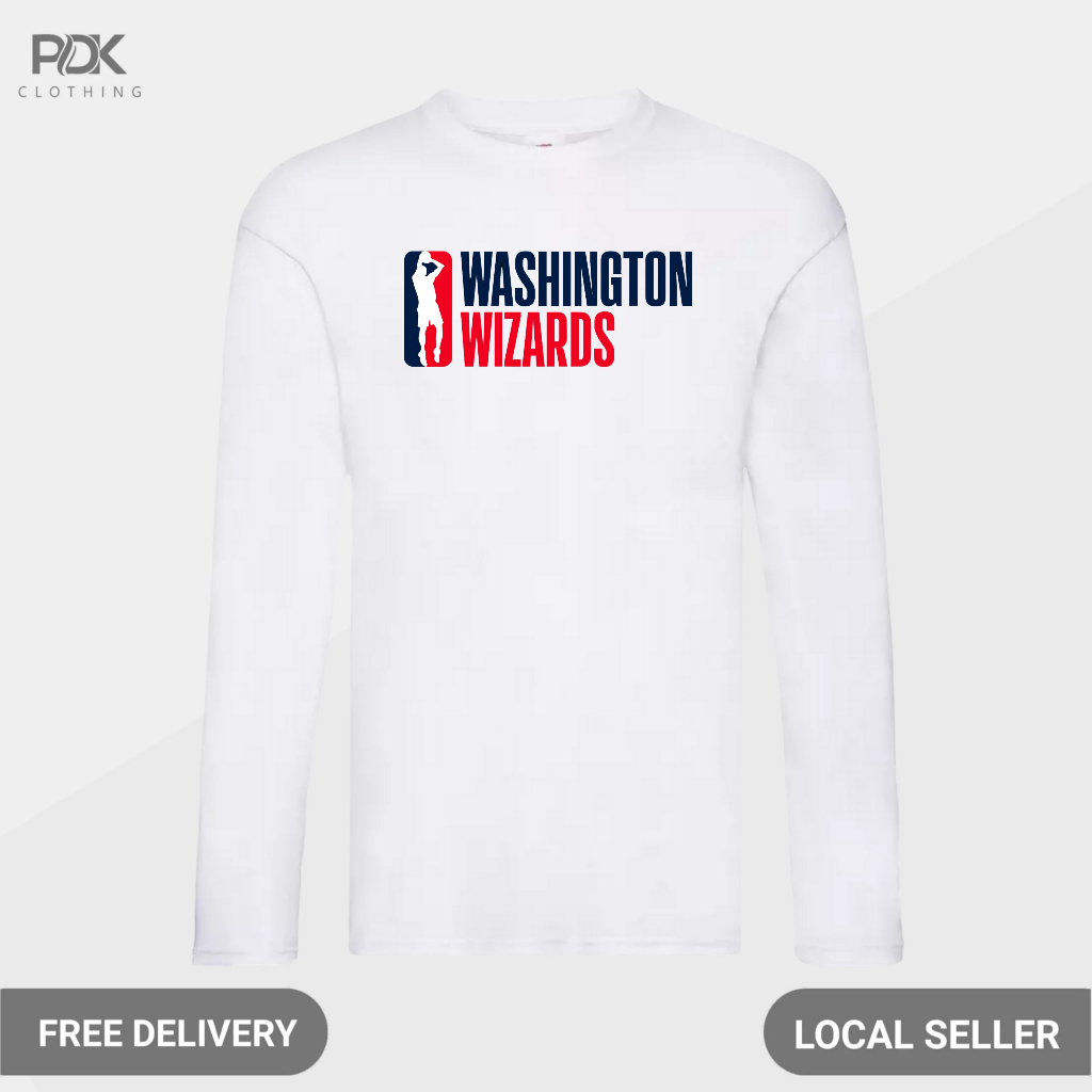 Kaos Pria Baju Lengan Panjang Basketball NBA Washington Wizards