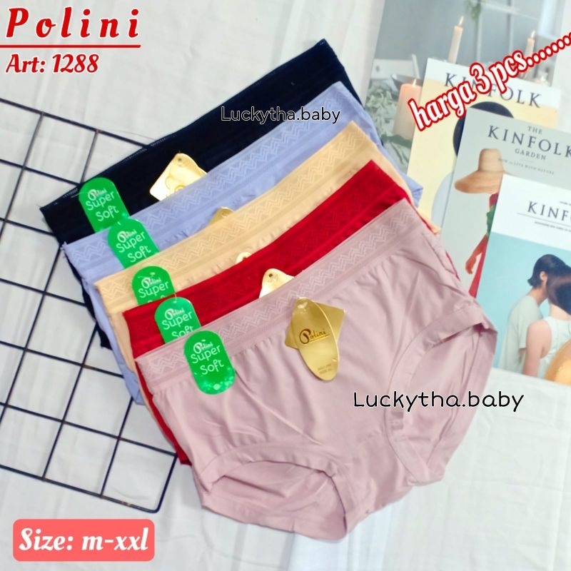 3pcs Celana dalam wanita POLINI 1288 / CD WANITA POLINI KARET RENDA / CELANA POLINI 1288