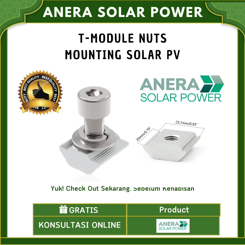 T-Module Nuts Baut Mounting Solar Pv Panel Surya Rell Panel Surya
