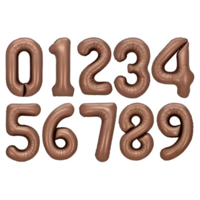 Balon Angka Warna Coklat Ukuran Jumbo - Dekorasi Ulang Tahun