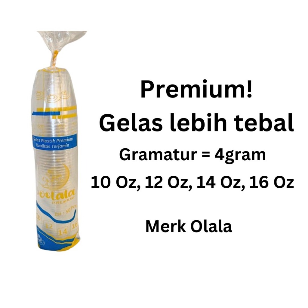 Pola Mewah [50Pcs] Gelas Plastik Bening 8,5 Oz & 10 Oz / Cup Plastik / Gelas Plastik Merk Olala