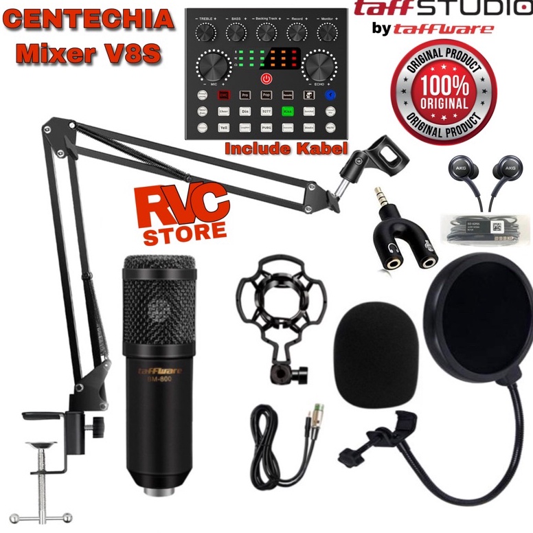 Tidak Diragukan TERMURAH PAKET MICROPHONE Mic Condenser BM 8  SOUNDCARD V8