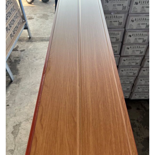 Hot Plafon PVC serat kayu coklat tua doff 15