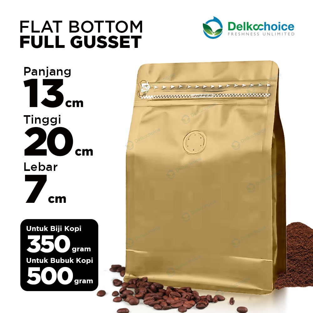 Kemasan Kopi Standing Pouch Flat Bottom Valve Bungkus Kopi Bubuk/Biji Kopi Kemasan