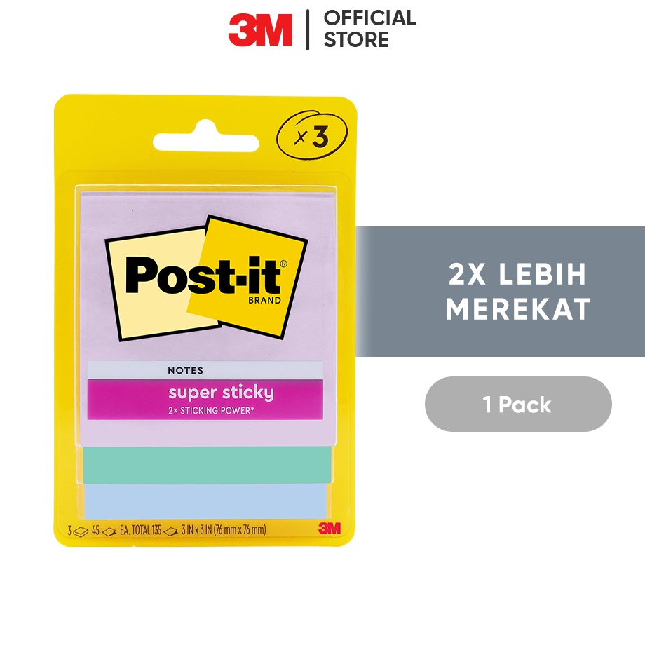 

PROMO TERBATAS 3M Postit Super Sticky Notes Memo Tempel 33213SSJP 2x Lebih merekat 1 pak 76x76 mm Untuk penanda dan pengingat