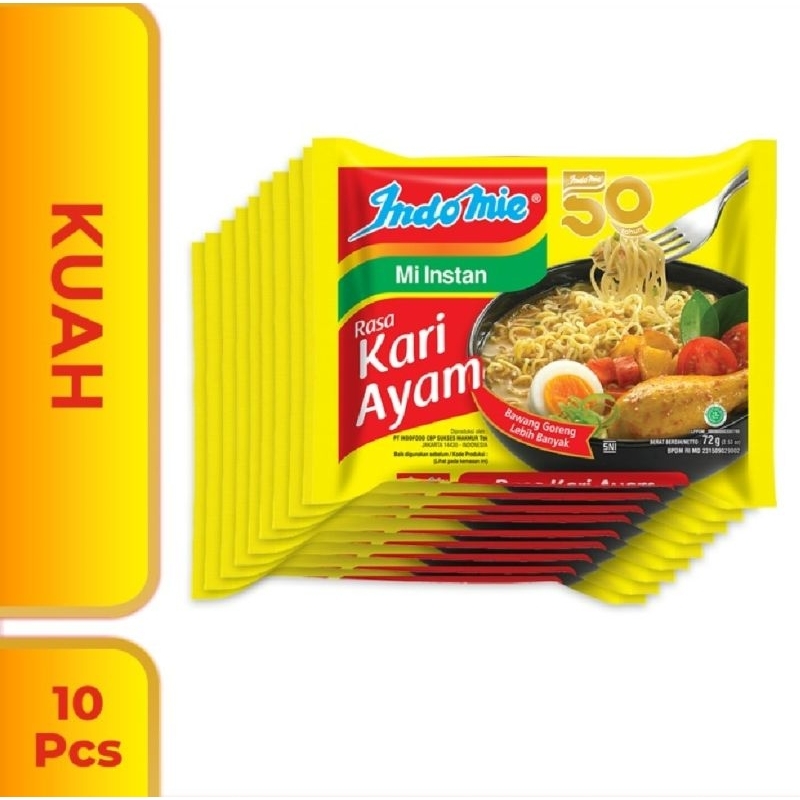

[Paket 10 Pcs] Indomie Mi Instan Kari Ayam 70 g
